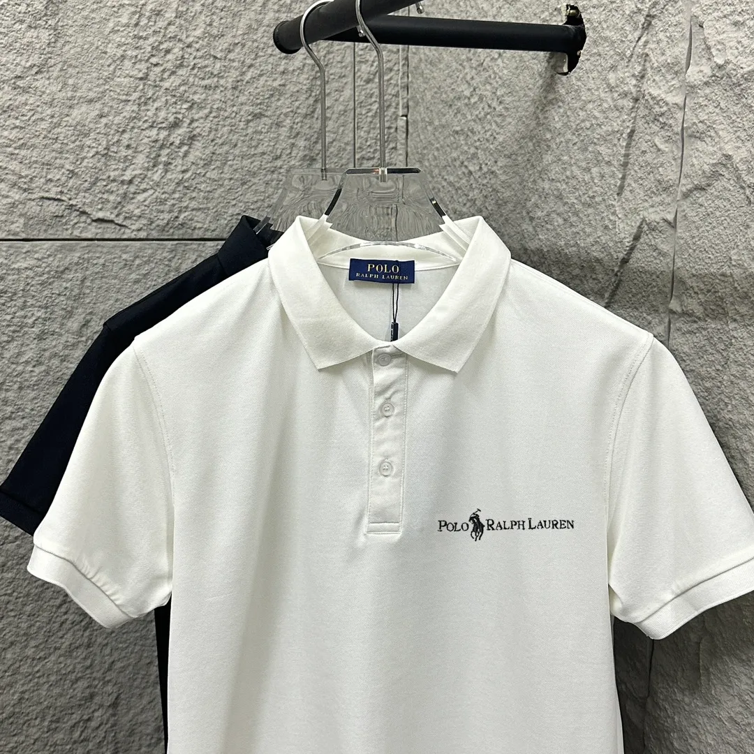 🅿️180 Ralph Lauren POLO 2025 spring and summer new style simple logo letter embroidered pique fabric short-sleeved polo for men and women Size: M L XL 2XL 3XL Color: black white